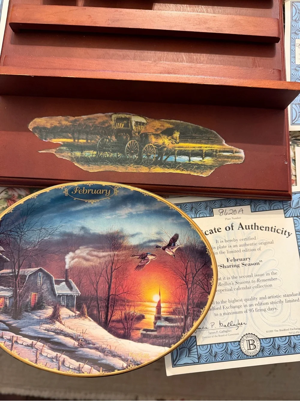 Terry Redlin Seasons to Remember Perpetual Calendar Complete 12 Plates Tiles COA